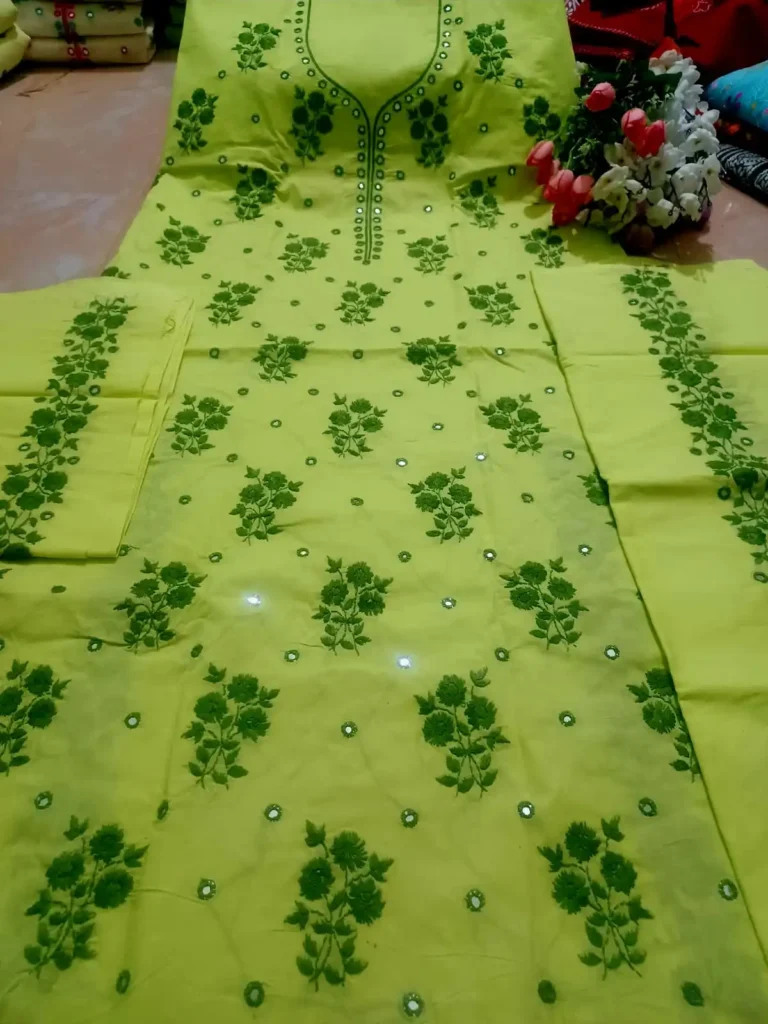 হাতের কাজের থ্রি-পিস, ফেব্রিক্স খাঁটি কটন-1.2